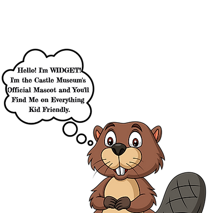 Hello, I'm WIDGET! I'm the Castle Museum's official mascot and you'll find me on all thing
